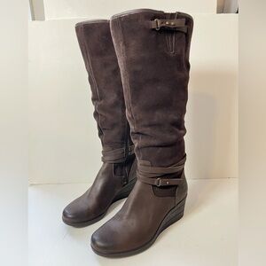 UGG Australia Brown Suede Knee High Wedge Boot Size 8